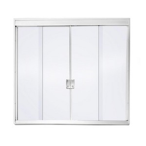 Divisória de vidro com porta de correr